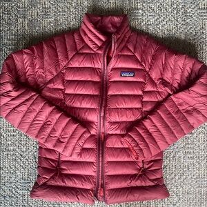 Patagonia Red Puffer Jacket with Stand-Up Collar